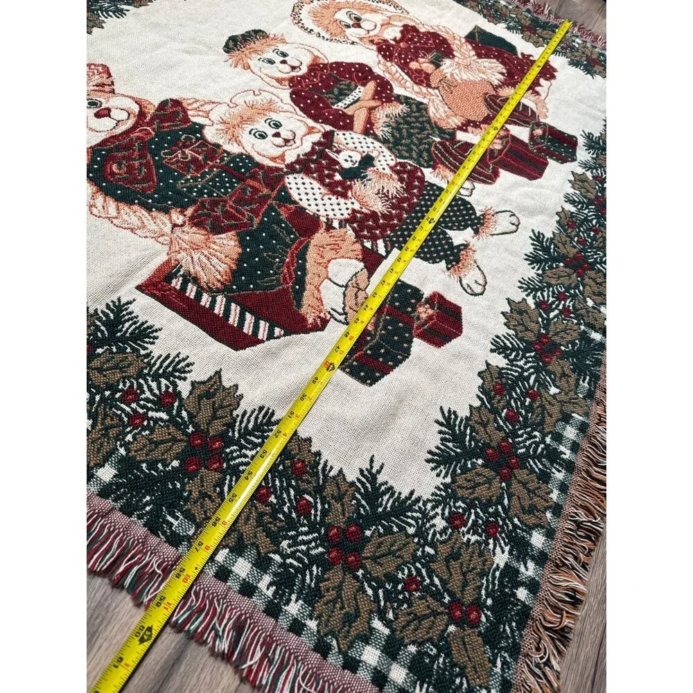 Christmas Bunny Family Tapestry Throw Blanket 46 x 59 Inches Cotton Goodwin Weav